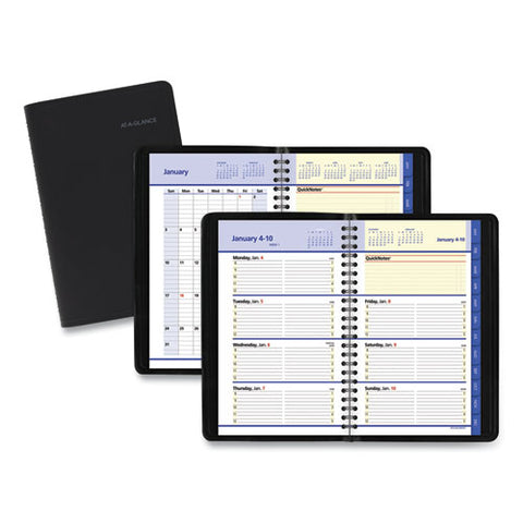 Quicknotes Weekly Block Format Appointment Book, 8.5 X 5.5, Black Cover, 12-month (jan To Dec): 2025