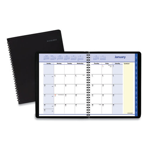 Quicknotes Monthly Planner, 8.75 X 7, Black Cover, 12-month (jan To Dec): 2025