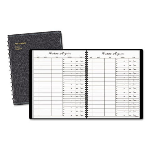 Visitor Register Book, Black Cover, 10.88 X 8.38 Sheets, 60 Sheets/book