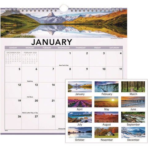 Landscape Monthly Wall Calendar, Landscapes Photography, 12 X 12, White/multicolor Sheets, 12-month (jan To Dec): 2025