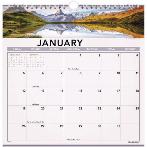 Landscape Monthly Wall Calendar, Landscapes Photography, 12 X 12, White/multicolor Sheets, 12-month (jan To Dec): 2025