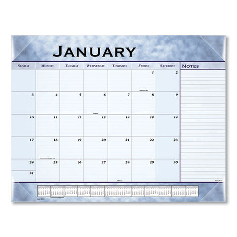 Slate Blue Desk Pad, 22 X 17, Blue Sheets, Clear Corners, 12-month (jan To Dec): 2025