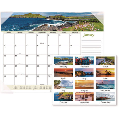 Seascape Panoramic Desk Pad, Seascape Panoramic Photography, 22 X 17, White Sheets, Clear Corners, 12-month (jan-dec): 2025