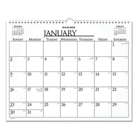 Business Monthly Wall Calendar, 15 X 12, White/black Sheets, 12-month (jan To Dec): 2025