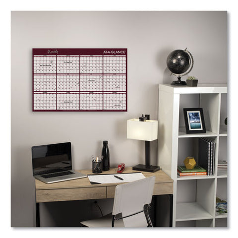 Reversible Horizontal Erasable Wall Planner, 48 X 32, Assorted Sheet Colors, 12-month (jan To Dec): 2025