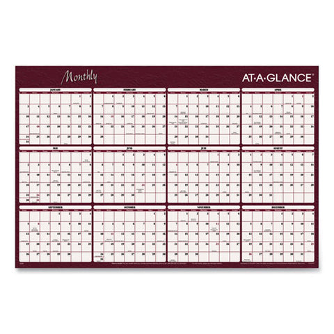 Reversible Horizontal Erasable Wall Planner, 48 X 32, Assorted Sheet Colors, 12-month (jan To Dec): 2025