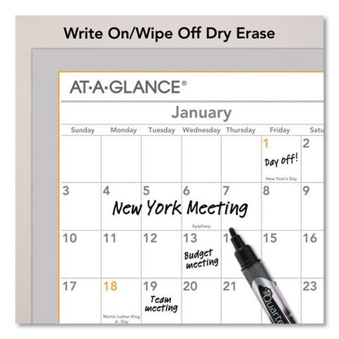 Wallmates Self-adhesive Dry Erase Yearly Planning Surfaces, 24 X 18, White/gray/orange Sheets, 12-month (jan To Dec): 2025