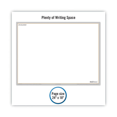 Wallmates Self-adhesive Dry Erase Writing/planning Surface, 36 X 24, White/gray/orange Sheets, Undated