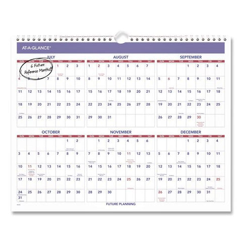 Academic Monthly Wall Calendar, 15 X 12, White/purple/red Sheets, 12-month (july To June): 2026 To 2027