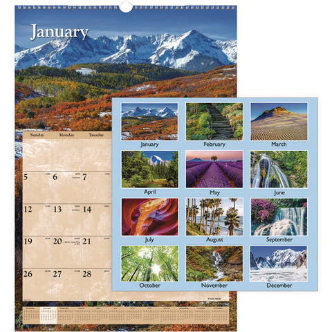 Scenic Monthly Wall Calendar, Landscape Photography, 15.5 X 22.75, White/multicolor Sheets, 12-month (jan-dec): 2025