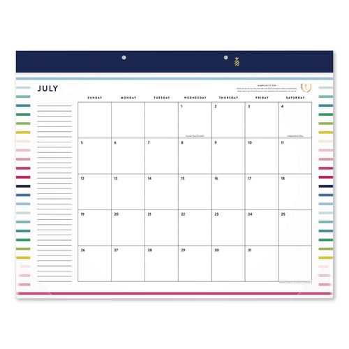 Simplified By Emily Ley Academic Monthly Deskpad Calendar, Navy Band/clear Corners, 21x17, White Sheets, July 2026-june 2027