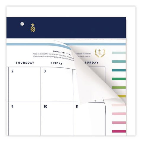 Simplified By Emily Ley Academic Monthly Deskpad Calendar, Navy Band/clear Corners, 21x17, White Sheets, July 2026-june 2027