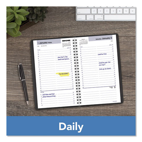 Dayminder Daily Appointment Book, 8.5 X 5.5, Black Cover, 12-month (jan To Dec): 2025