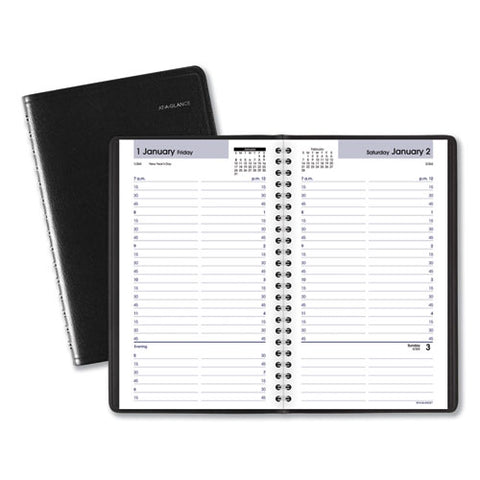 Dayminder Daily Appointment Book, 8.5 X 5.5, Black Cover, 12-month (jan To Dec): 2025