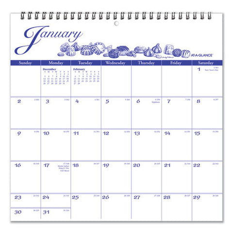 Illustrator's Edition Wall Calendar, Victorian Illustrations Artwork, 12 X 12, White/blue Sheets, 12-month (jan To Dec): 2025