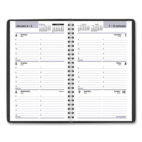 Dayminder Block Format Weekly Appointment Book, 8.5 X 5.5, Black Cover, 12-month (jan To Dec): 2025