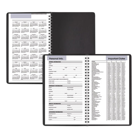 Dayminder Block Format Weekly Appointment Book, 8.5 X 5.5, Black Cover, 12-month (jan To Dec): 2025