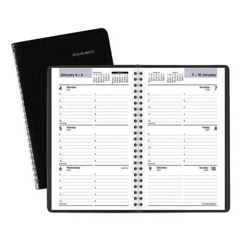 Dayminder Block Format Weekly Appointment Book, 8.5 X 5.5, Black Cover, 12-month (jan To Dec): 2025