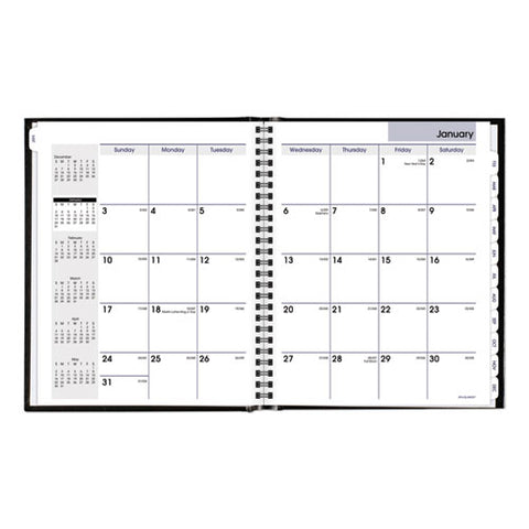 Dayminder Hard-cover Monthly Planner With Memo Section, Unruled Blocks, 8.5 X 7, Black Cover, 12-month (jan To Dec): 2025