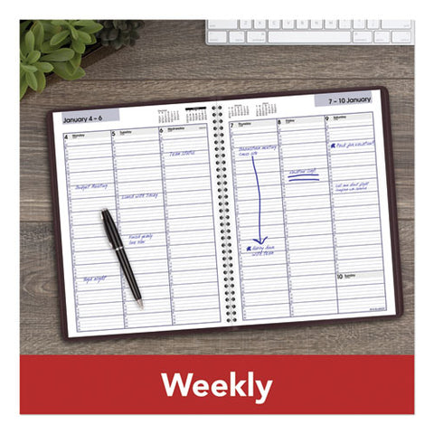 Dayminder Weekly Appointment Book, Vertical-column Format, 11 X 8, Burgundy Cover, 12-month (jan To Dec): 2025