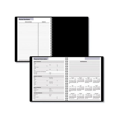 Dayminder Open-schedule Weekly Appointment Book, 8.75 X 7, Black Cover, 12-month (jan To Dec): 2025