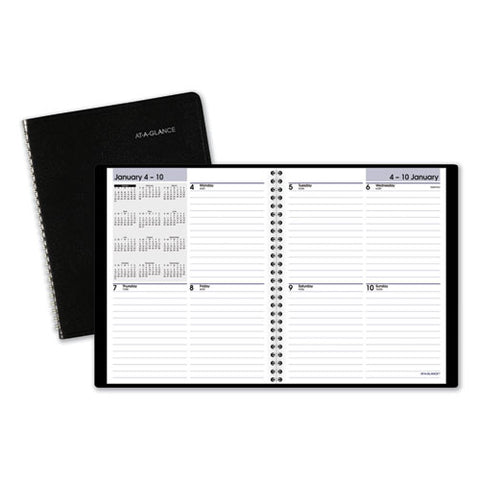 Dayminder Open-schedule Weekly Appointment Book, 8.75 X 7, Black Cover, 12-month (jan To Dec): 2025