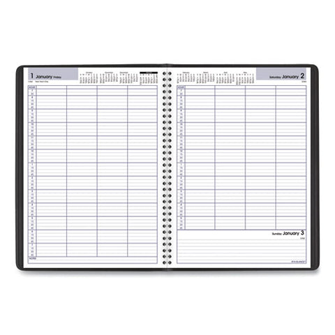 Dayminder Four-person Group Daily Appointment Book, 11 X 8, Black Cover, 12-month (jan To Dec): 2025