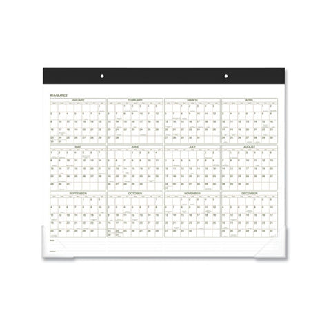 Two-color Desk Pad, 22 X 17, White Sheets, Black Binding, Clear Corners, 12-month (jan To Dec): 2025