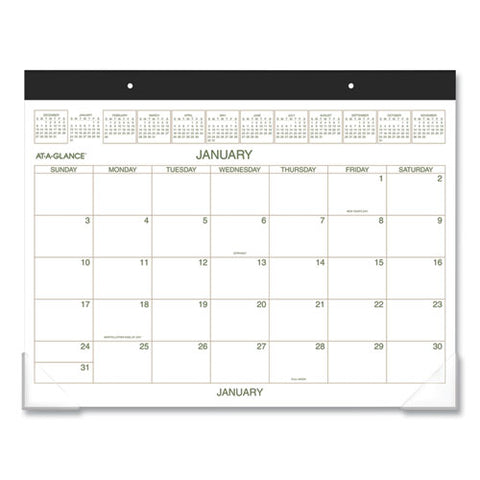 Two-color Desk Pad, 22 X 17, White Sheets, Black Binding, Clear Corners, 12-month (jan To Dec): 2025