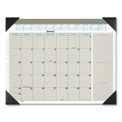 Executive Monthly Desk Pad Calendar, 22 X 17, White Sheets, Black Corners, 12-month (jan To Dec): 2025