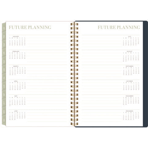 Leah Bisch Weekly/monthly Floral Planner, Floral Artwork, 8.5" X 6.38", Blue/white/gold Cover, 12-month (jan To Dec): 2025