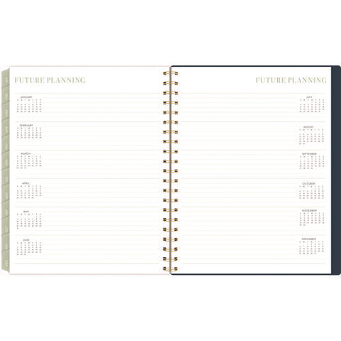 Leah Bisch Weekly/monthly Floral Planner, Floral Artwork, 11" X 9.25", Blue/white/gold Cover, 12-month (jan To Dec): 2025