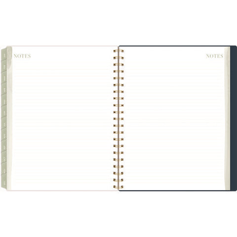 Leah Bisch Weekly/monthly Floral Planner, Floral Artwork, 11" X 9.25", Blue/white/gold Cover, 12-month (jan To Dec): 2025