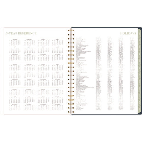 Leah Bisch Weekly/monthly Floral Planner, Floral Artwork, 11" X 9.25", Blue/white/gold Cover, 12-month (jan To Dec): 2025