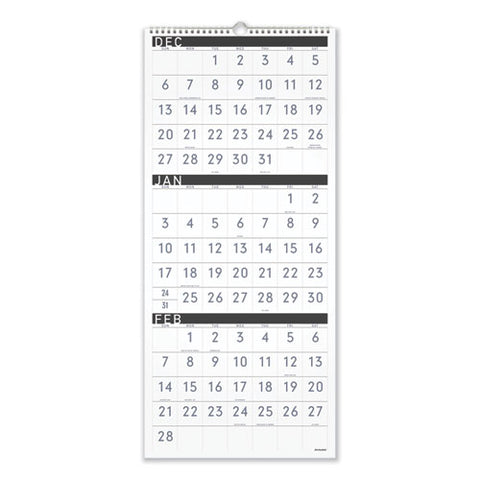 Three-month Reference Wall Calendar, Contemporary Artwork/formatting, 12 X 27, White Sheets, 15-month: Dec 2024 To Feb 2026