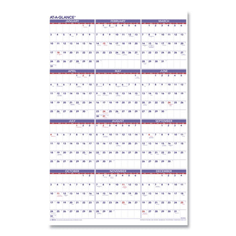 Yearly Wall Calendar, 24 X 36, White Sheets, 12-month (jan To Dec): 2025