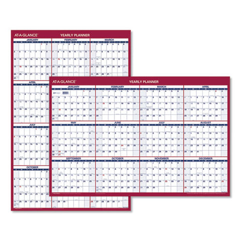 Erasable Vertical/horizontal Wall Planner, 24 X 36, White/blue/red Sheets, 12-month (jan To Dec): 2025