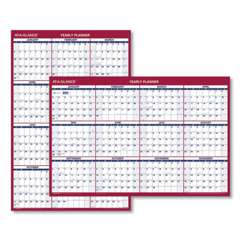 Erasable Vertical/horizontal Wall Planner, 32 X 48, White/blue/red Sheets, 12-month (jan To Dec): 2025