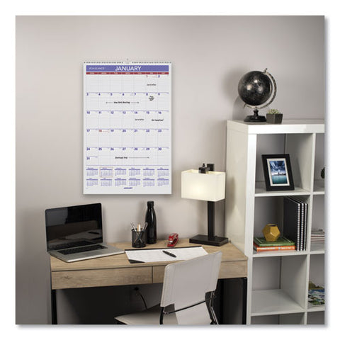 Monthly Wall Calendar With Ruled Daily Blocks, 15.5 X 22.75, White Sheets, 12-month (jan To Dec): 2025