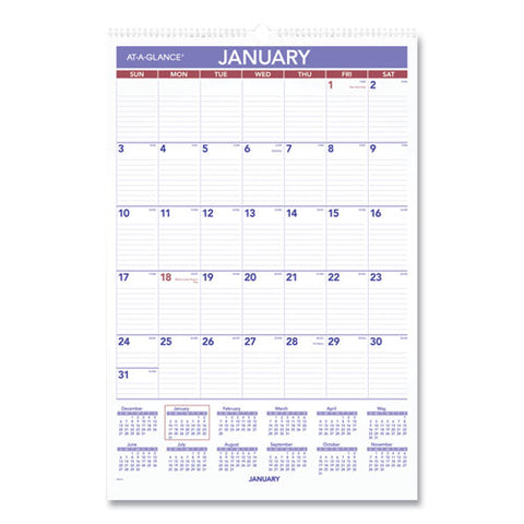 Monthly Wall Calendar With Ruled Daily Blocks, 15.5 X 22.75, White Sheets, 12-month (jan To Dec): 2025