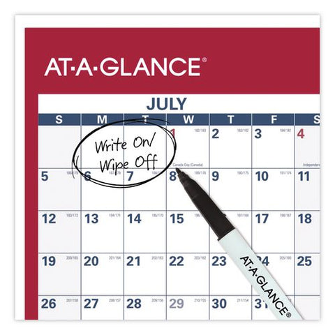 Academic Yearly Wet-erase Reversible Wall Calendar, 48 X 32, White/blue/red Sheets, 12-month (july To June): 2026 To 2027