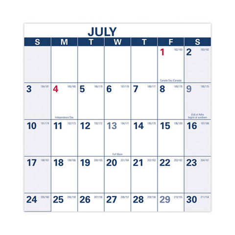 Academic Erasable Reversible Extra Large Wall Calendar, 48 X 32, White/blue/red, 12 Month (july To June): 2024 To 2025