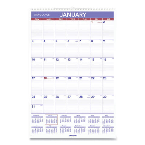 Monthly Wall Calendar With Ruled Daily Blocks, 20 X 30, White Sheets, 12-month (jan To Dec): 2025