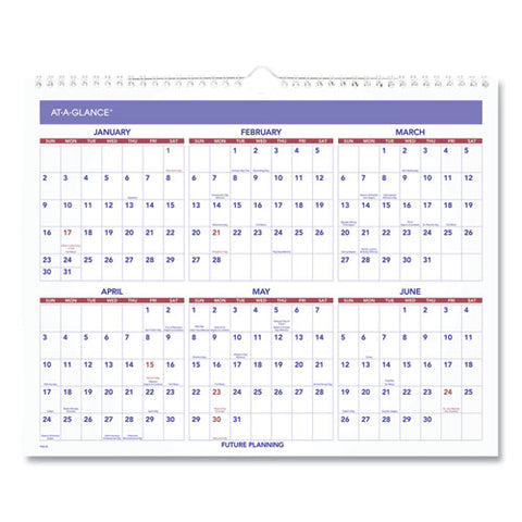 Monthly Wall Calendar, 15 X 12, White/red/blue Sheets, 12-month (jan To Dec): 2025