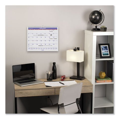 Monthly Wall Calendar, 15 X 12, White/red/blue Sheets, 12-month (jan To Dec): 2025