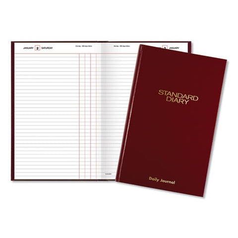 Standard Diary Daily Journal, 2025 Edition, Wide/legal Rule, Red Cover, (210) 12 X 7.75 Sheets