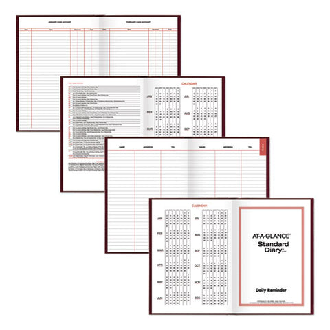 Standard Diary Daily Reminder Book, 2025 Edition, Medium/college Rule, Red Cover, (201) 8.25 X 5.75 Sheets