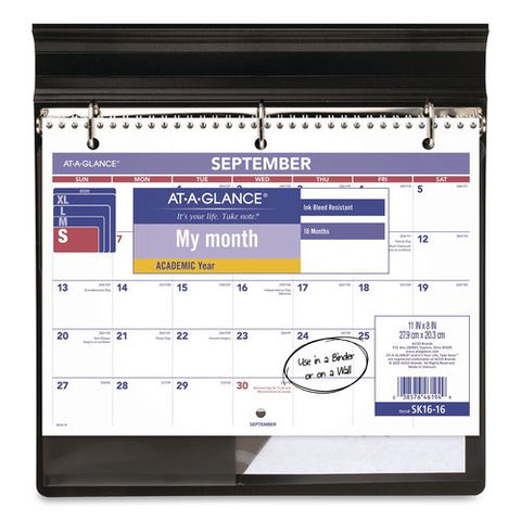Academic Monthly Desk/wall Calendar, 11 X 8, White/purple/red Sheets, 12-month (july To June): 2026 To 2027