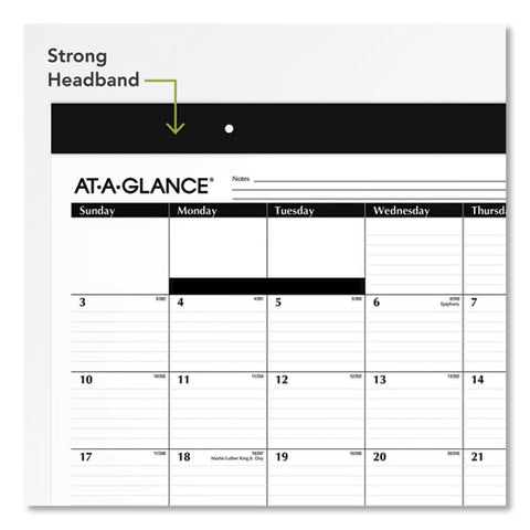 Monthly Refillable Desk Pad, 22 X 17, White Sheets, Black Binding, Black Corners, 12-month (jan To Dec): 2025