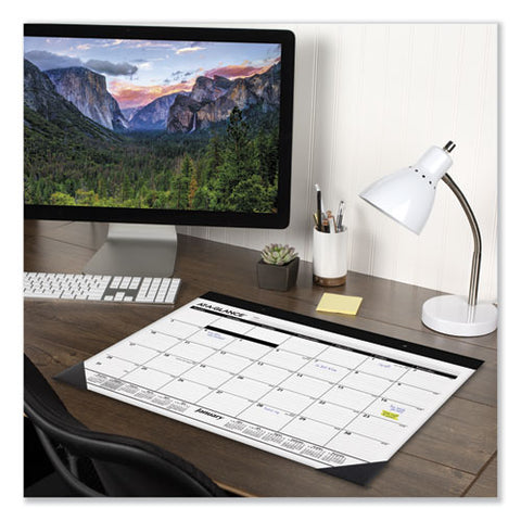 Monthly Refillable Desk Pad, 22 X 17, White Sheets, Black Binding, Black Corners, 12-month (jan To Dec): 2025